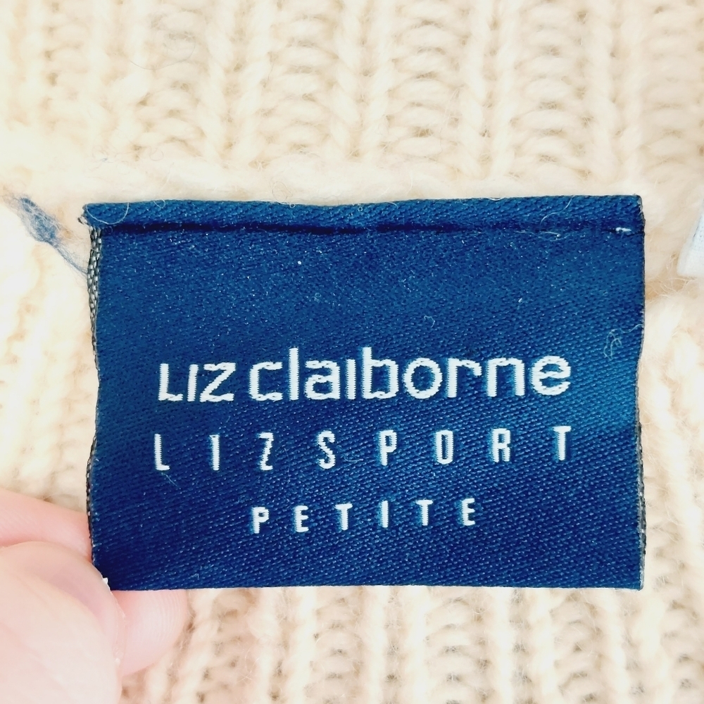 Liz Claiborne Vintage Snowflake Chunky Knit Wool Sweater Boxy Fit P3788 - Picture 6 of 9